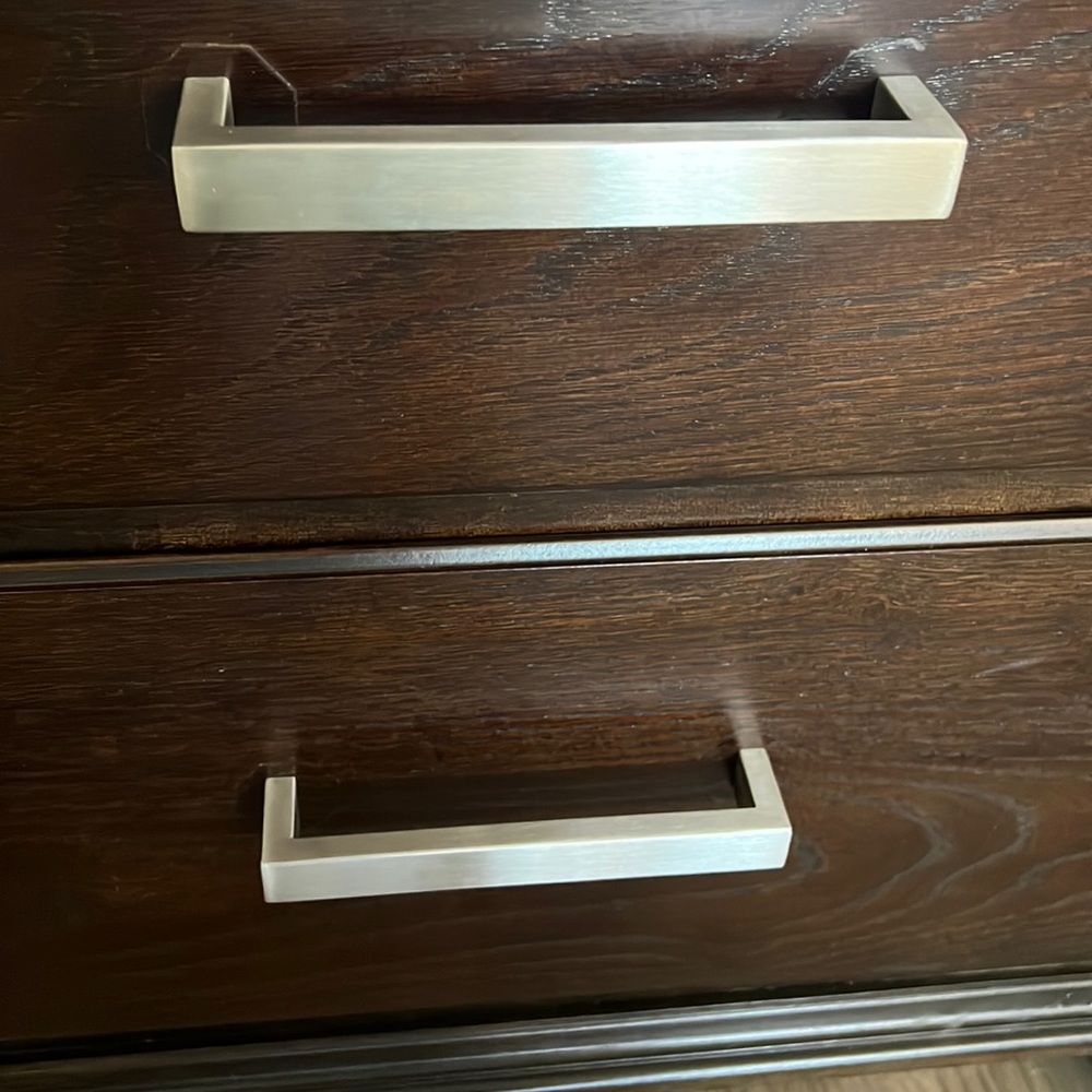 Brand New Draw Nickel Finish Pulls (Center to center length is 6 1/4 inches)